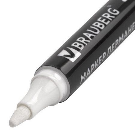 Маркер перманентный БЕЛЫЙ, BRAUBERG "W5", круглый наконечник 5 мм, 151506 