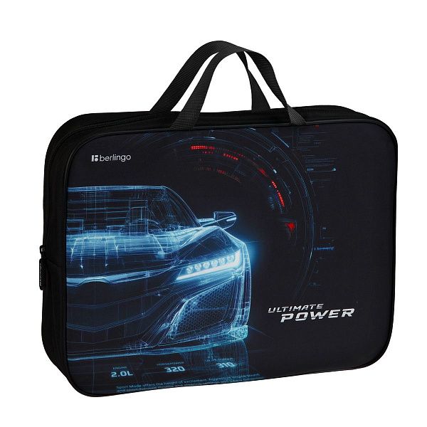 Папка текстильная с ручками 1 отделение, А4 Berlingo "Ultimate power", 350*265*75мм, текстиль, на молнии