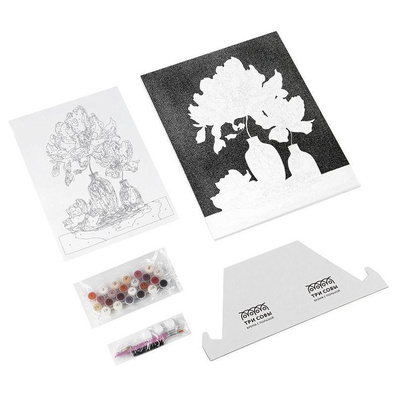 Картина по номерам на холсте с глиттером ТРИ СОВЫ "Натюрморт", 40*50, с акриловыми красками и кистями