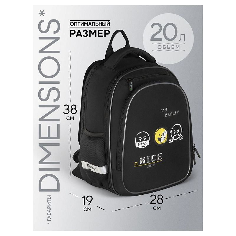 Ранец Berlingo Expert Light Pro "I'm really a nice guy" 38*28*19см, 3 отделения, 2 кармана, анатомическая спинка 