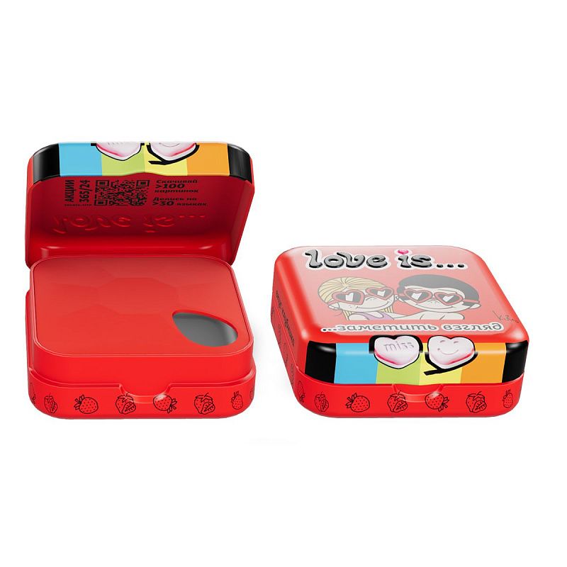 Освежающее драже Love is… в форме сердца, со вкусом клубники, 20г