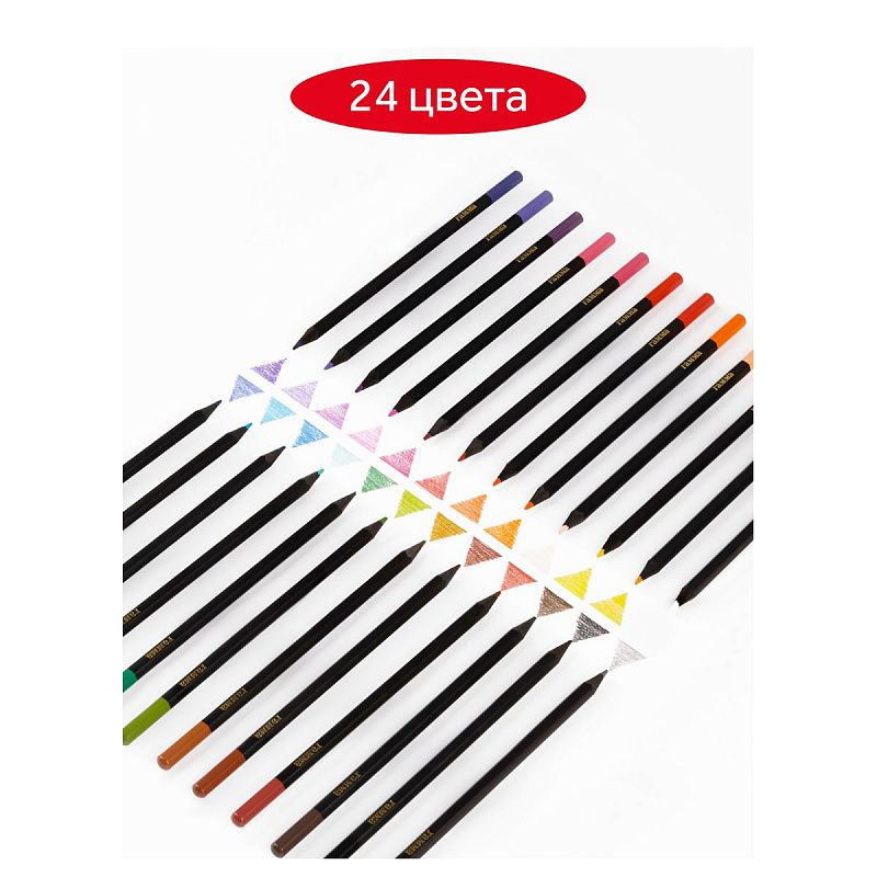 Карандаши цветные Гамма "Мультики", 24цв., черное дерево,заточен., картон. упак., европодвес