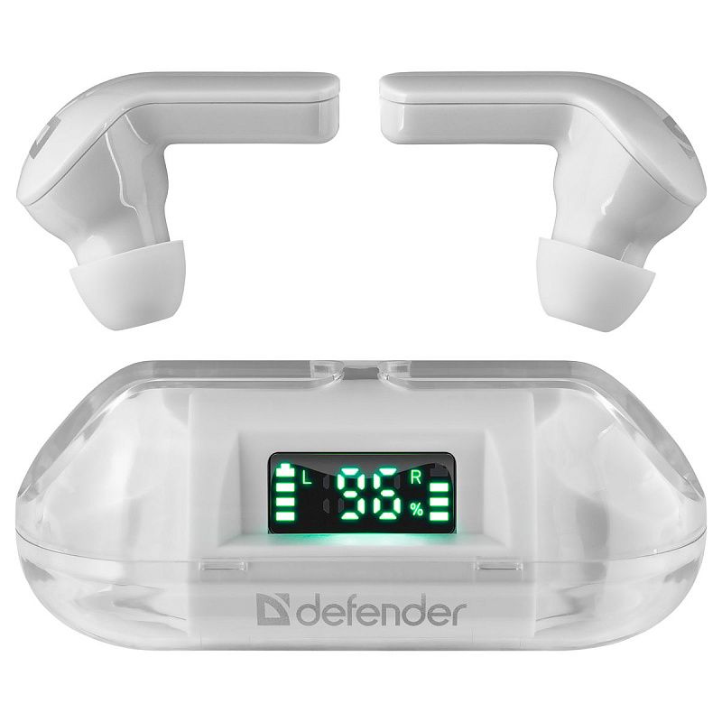 Наушники с микрофоном беспроводные Defender Twins 916, Bluetooth, разъем Type-C, белый