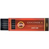 Грифели для цанговых карандашей Koh-I-Noor "Gioconda", H, 5,6мм, 6шт., круглый, пластик. коробка