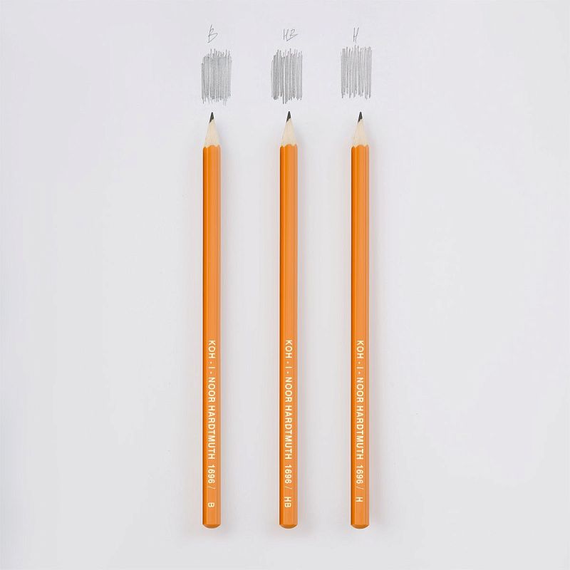 Набор карандашей ч/г Koh-I-Noor "1696" 3шт., Н, HB, В, заточен., ПВХ уп., европодвес 