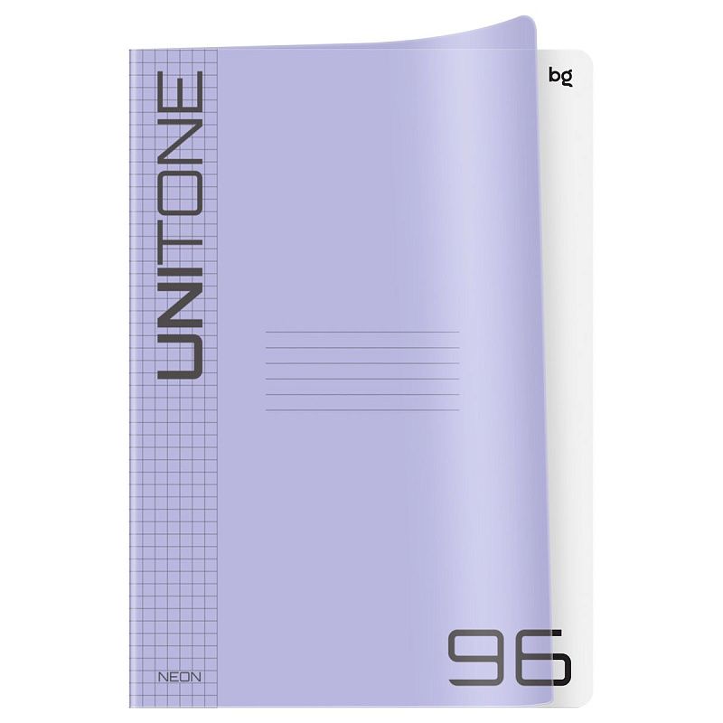 Тетрадь 96л., А4 клетка BG "UniTone. MIX", пластиковая обложка, микс цветов