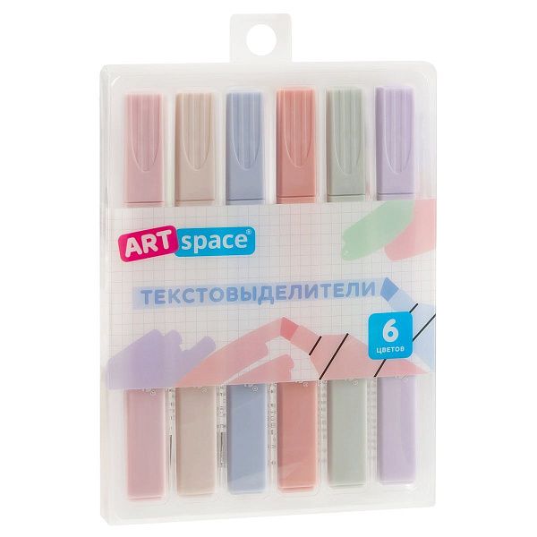 Набор текстовыделителей ArtSpace "Thin trace", 06цв., пастельные цвета, 1-3мм, ПВХ бокс с подложкой, европодвес