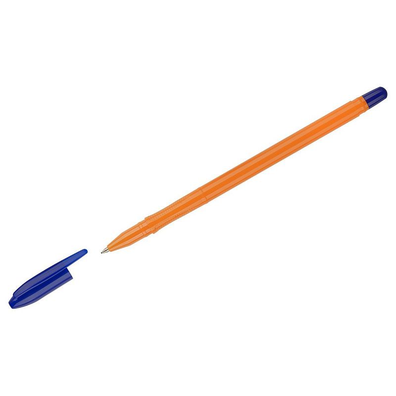 Ручка шариковая СТАММ "Вега" синяя, 1,0мм, оранжевый корпус