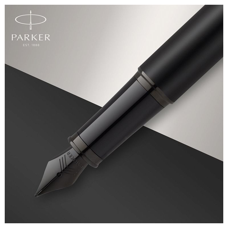 Ручка перьевая Parker "IM Achromatic Black" синяя, 0,8мм, подарочная упаковка 