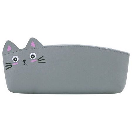 Пенал ЮНЛАНДИЯ ЮНИОР, 1 отделение, искусственная кожа, Gray kitty, 20х9х7 см, 273819 