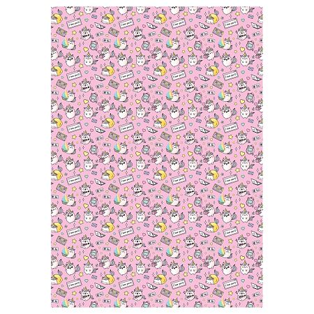 Упаковочная бумага глянц. 70*100см, MESHU "Unicorn", 80 г/м2, ассорти, 4 дизайна