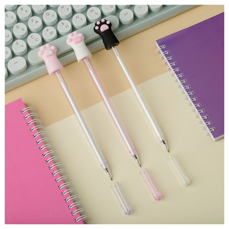 Ручка шариковая MESHU "Paws" синяя, 0,7мм, корпус ассорти 