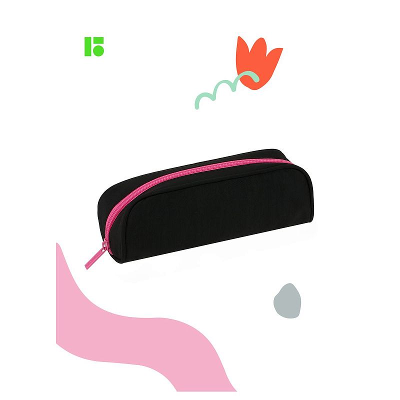 Пенал-косметичка 1 отделение, 220*75*55 Berlingo "Pink zip", полиэстер 