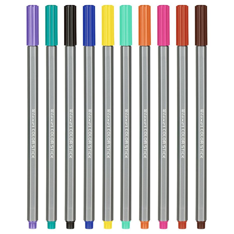 Фломастеры Luxor  "Color Stick", 10цв., смываемые, ПВХ, европодвес