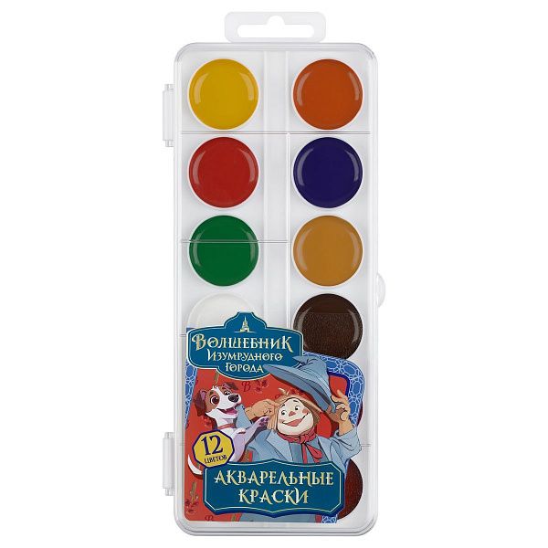 Акварель Мульти-Пульти "Волшебник Изумрудного Города", медовая, 12 цветов, без кисти, пластик, европодвес