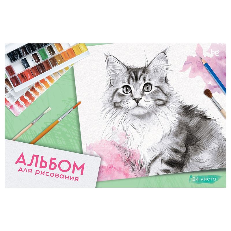 Альбом для рисования 24л., А4, на скрепке BG "Хобби"