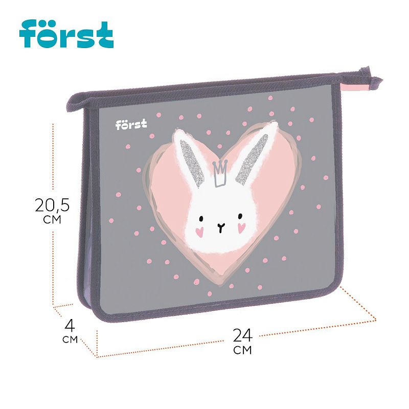 Папка для тетрадей 1 отделение, А5 Först "Little Friend" , 240*205*40 мм, пластик, на молнии 