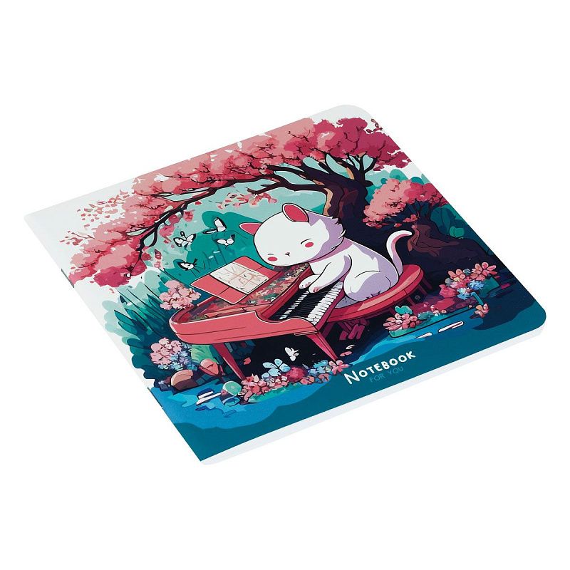 Записная книжка 170*170 мм 40л. на скрепке MESHU "Cat`s symphonie", soft-touch ламинация, блок без линовки, 80г/м2