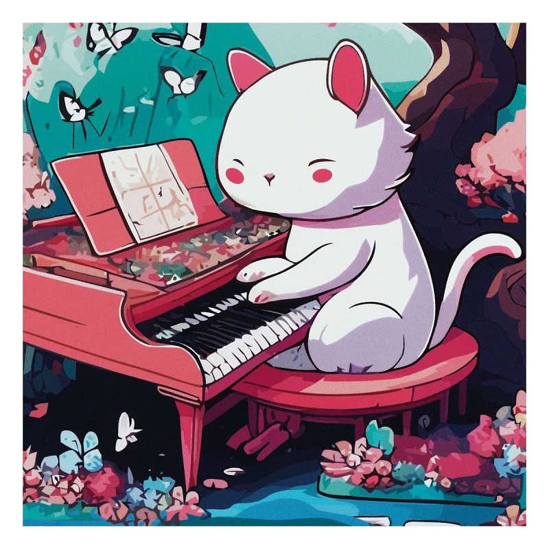 Записная книжка 170*170 мм 40л. на скрепке MESHU "Cat`s symphonie", soft-touch ламинация, блок без линовки, 80г/м2