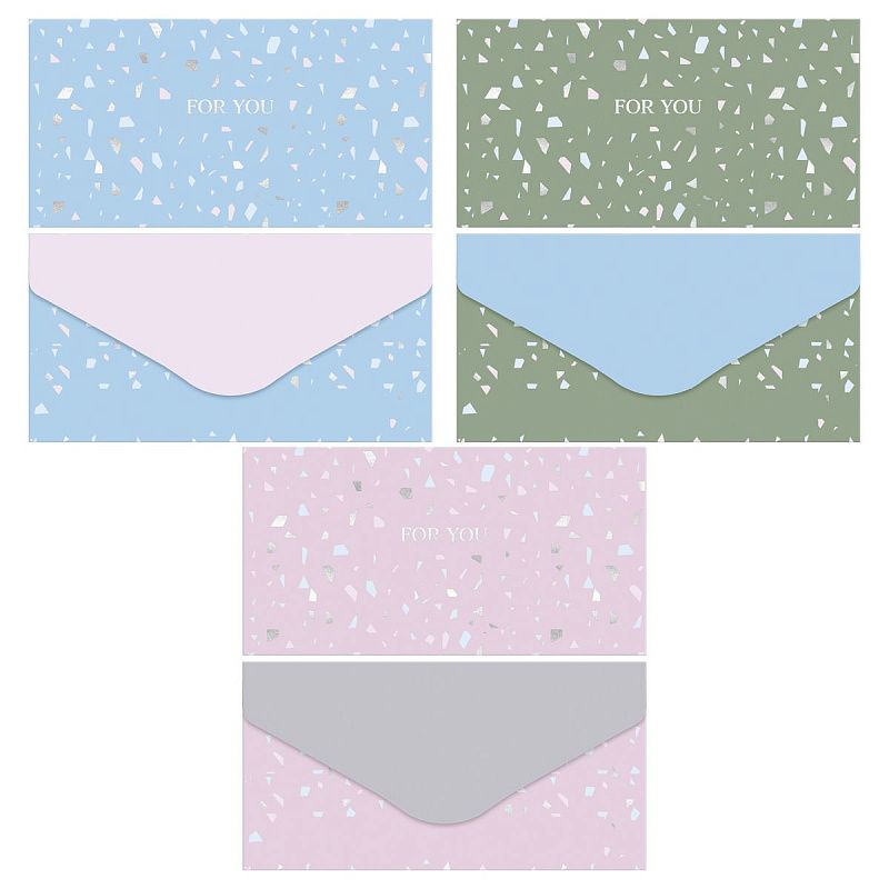 Конверт для денег MESHU "Terrazzo" 85*164мм, матовая ламинация, фольга, 3 дизайна