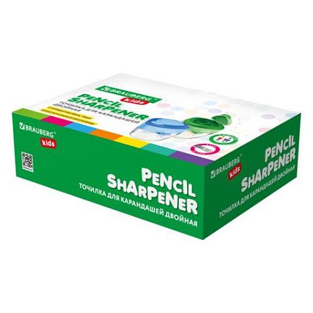 Точилка BRAUBERG KIDS "MAXI", 2 отверстия, с большим контейнером, трехгранный корпус, цвета ассорти, 271945 
