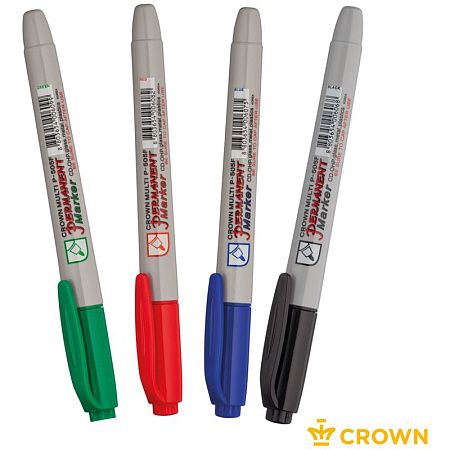 Набор перманентных маркеров Crown "Multi Marker Super Slim" 04цв., пулевидный, 1,0мм, чехол с европодв. 