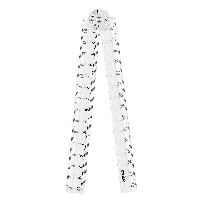 Линейка раскладная 15-30см СТАММ, пластиковая, прозрачная, европодвес 