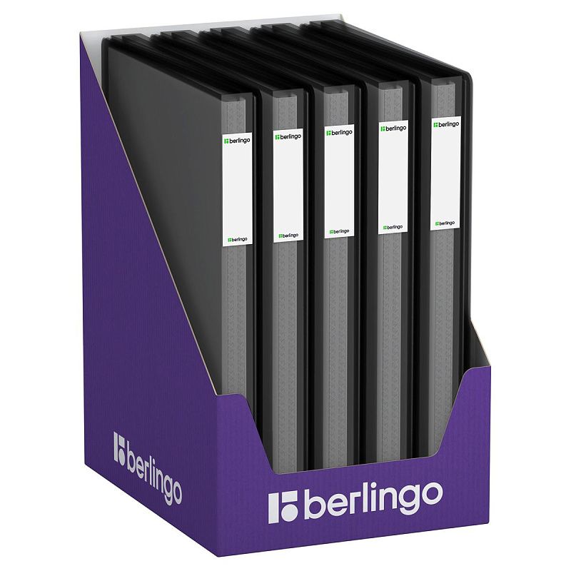 Папка с 40 вкладышами Berlingo "No Secret", 25мм, 700мкм, полупрозрачная черная, с внутр. карманом 