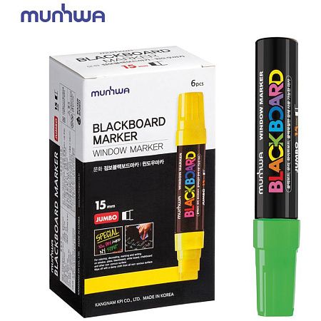 Маркер меловой MunHwa "Black Board Jumbo" зеленый, 15мм, водная основа 