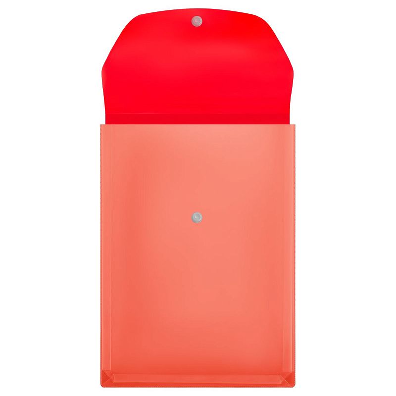 Папка-конверт на кнопке СТАММ А4, ПВХ, 180мкм, вертикальная, расширяющаяся до 250л., цветная, красная 