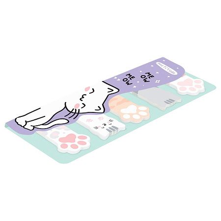Флажки-закладки и самоклеящиеся блоки в наборе MESHU "Meow paw", 20л., европодвес