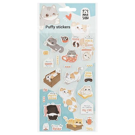 Наклейки объемные MESHU "Funny kitty", 10*23см, пакет европодвес