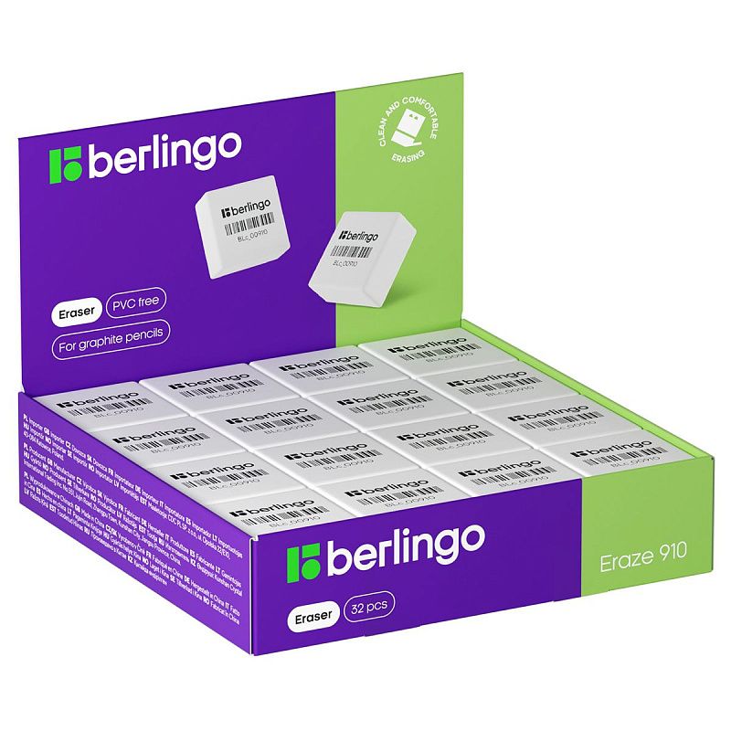 Ластик Berlingo "Eraze 910", прямоугольный, 28*28*13мм 