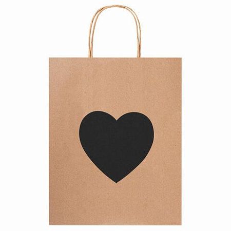 Пакет подарочный КОМПЛЕКТ 7шт 32x13x26см скретч-слой+стилус, "Heart on Kraft", ЗОЛОТАЯ СКАЗКА, 591971