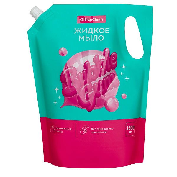 Мыло жидкое OfficeClean "Bubble gum", дой-пак, 1500мл 