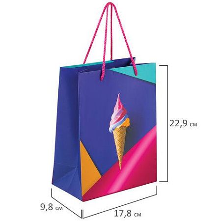 Пакет подарочный 17,8x9,8x22,9 см ЗОЛОТАЯ СКАЗКА "Sweets", тиснение фольгой, 608250