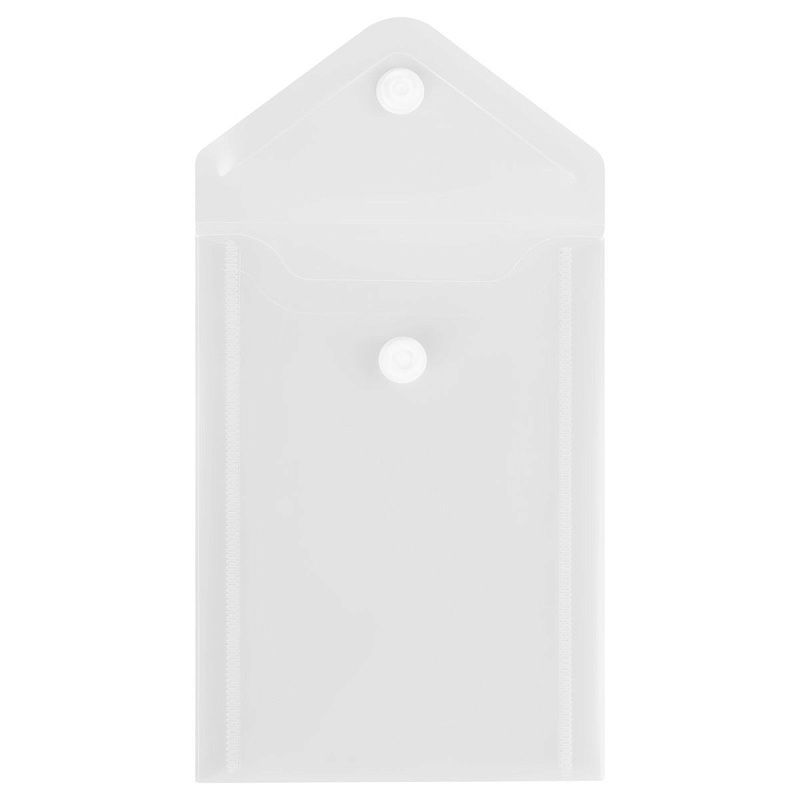 Папка-конверт на кнопке СТАММ А6 (105*148мм), 150мкм, пластик, прозрачная, бесцветная 