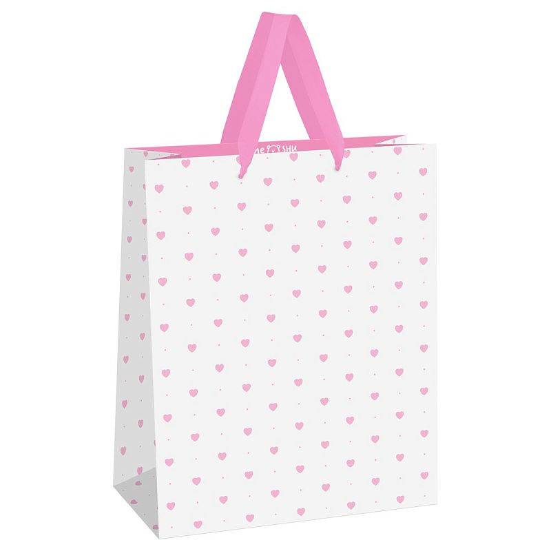 Пакет подарочный 33*42*12см MESHU "Hearts pattern", фольга, матовая ламинация