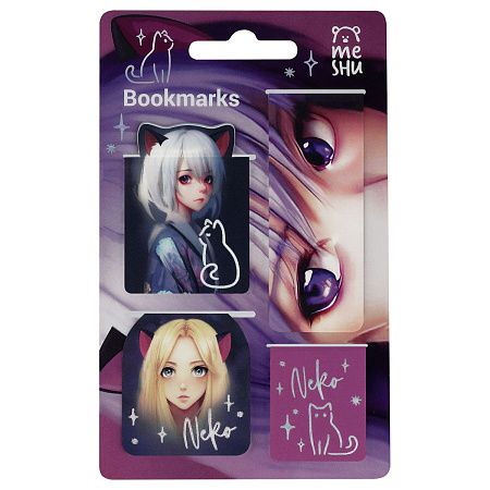 Закладки магнитные для книг, 4шт., MESHU "Neko" 