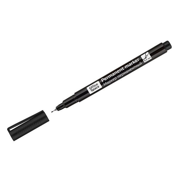 Маркер перманентный OfficeSpace черный, тонкий металл. наконечник, 0,5мм