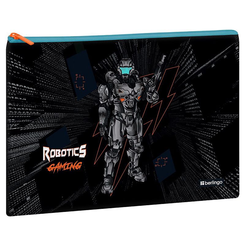 УЦЕНКА - Папка текстильная 1 отделение, А4 Berlingo "Robotics gaming", 335*245мм, полиэстер, на молнии (осн 352018)