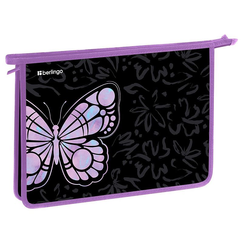 Папка для тетрадей 1 отделение, А4 Berlingo "Butterfly Effect", 340*245*40 мм, пластик, на молнии