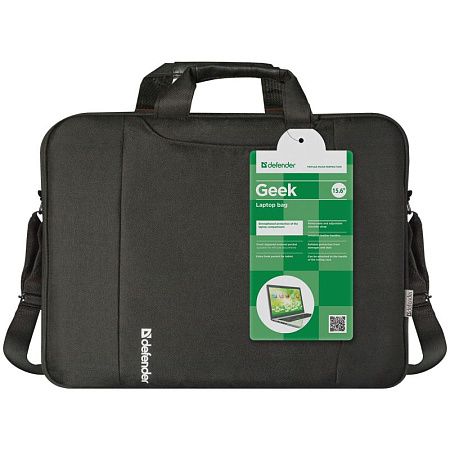 Сумка для ноутбука 15"-16" Defender Geek, нейлон, черный, 430*350*110мм 