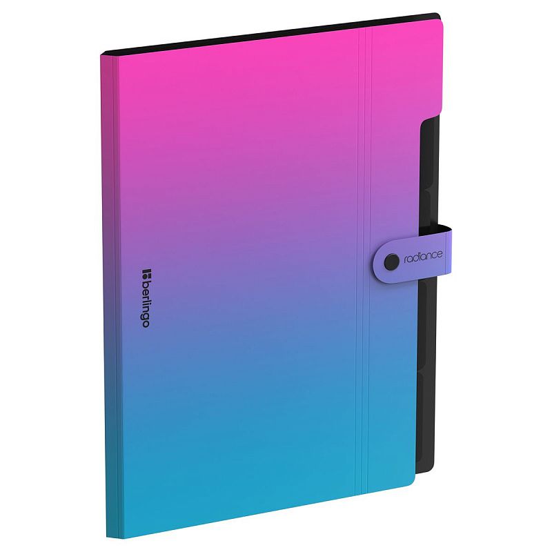 Папка 5 отделений Berlingo "Radiance", А4, 600мкм, на кнопке, розовый/голубой градиент
