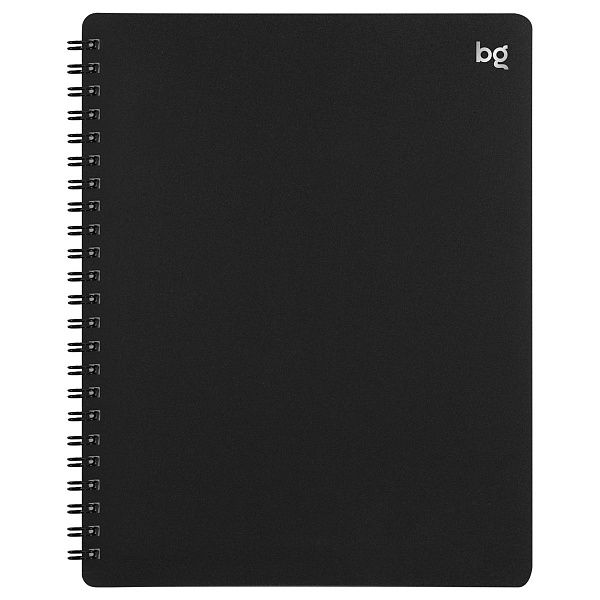 Тетрадь 48л., А5 клетка на гребне BG "Base", пластиковая обложка, черная