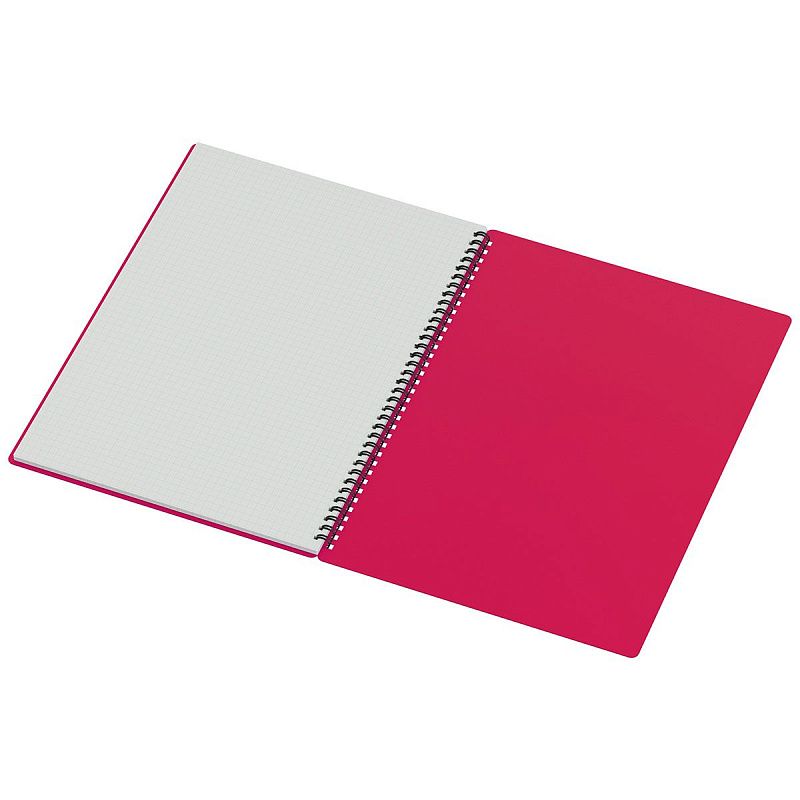 Тетрадь 80л., А4 клетка на гребне BG "Neon", пластиковая обложка, розовый
