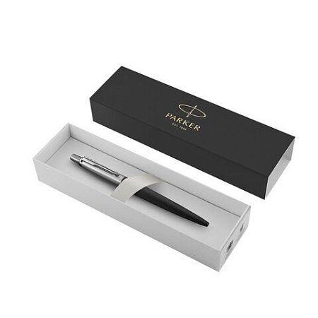 Ручка шариковая PARKER "Jotter Core Bond Street Black CT", корпус черный, детали хром, синяя, 1953184 