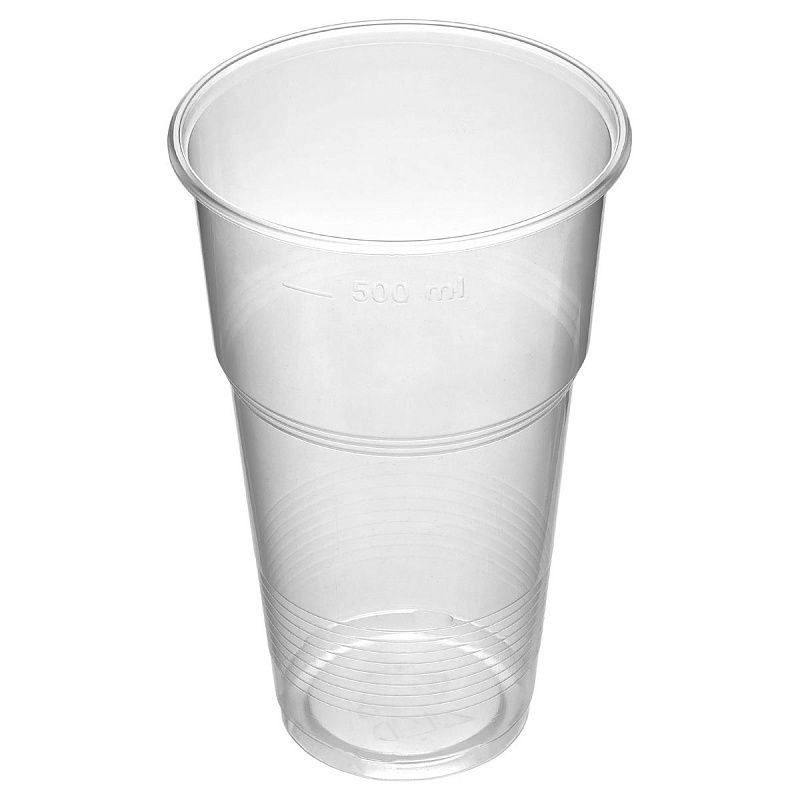 Стаканы одноразовые OfficeClean 500мл, набор 50шт., бюджет, ПП, прозрачные, хол/гор