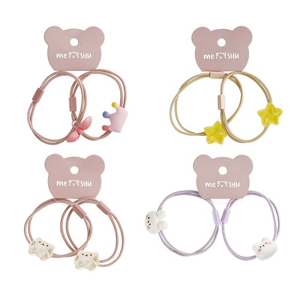 Резинки для волос MESHU, тонкие с топпером, ассорти, 2шт., диаметр 5см, европодвес