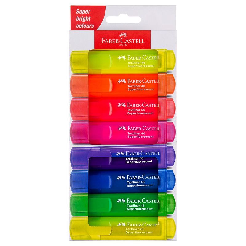 Набор текстовыделителей Faber-Castell "46 Superfluorescent" 7 флуоресцентных цв., 8шт., 1-5мм, картон. уп.